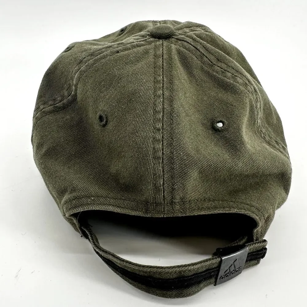 Adidas 3 Striped Baseball Cap Embroidered Logo Adjustable Olive Green One Size